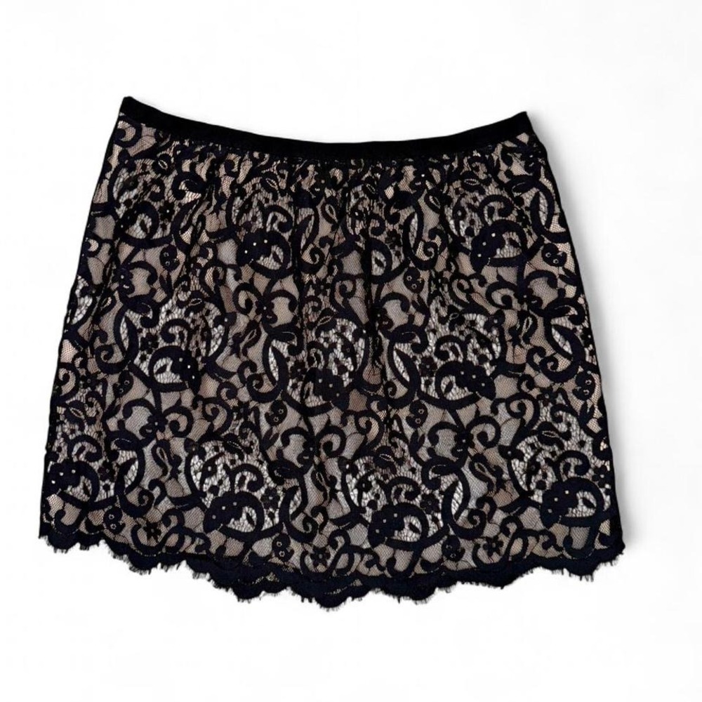 Black lace mini Shirt Ladies 14P by Anne Taylor Loft NWT - Picture 2 of 7